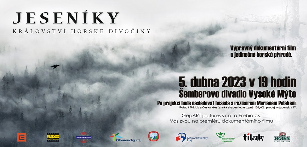 Promítání dokumentárního filmu Jeseníky, království horské divočiny Promítání dokumentárního filmu Jeseníky, království horské divočiny