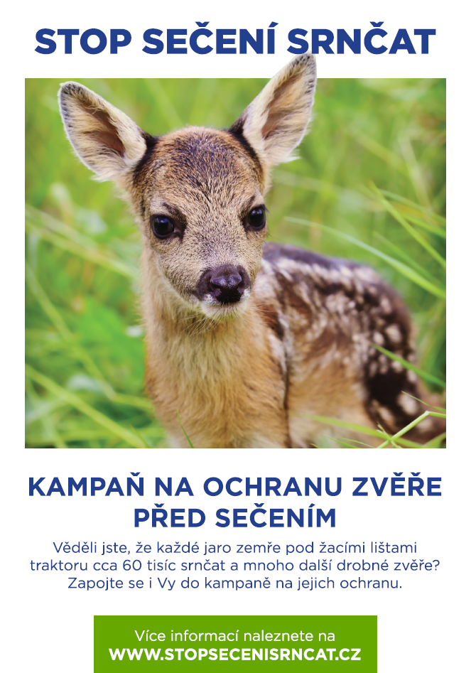 Kampaň na záchranu srnčat a dalších mláďat volně žijící zvěře při senosečích Kampaň na záchranu srnčat a dalších mláďat volně žijící zvěře při senosečích